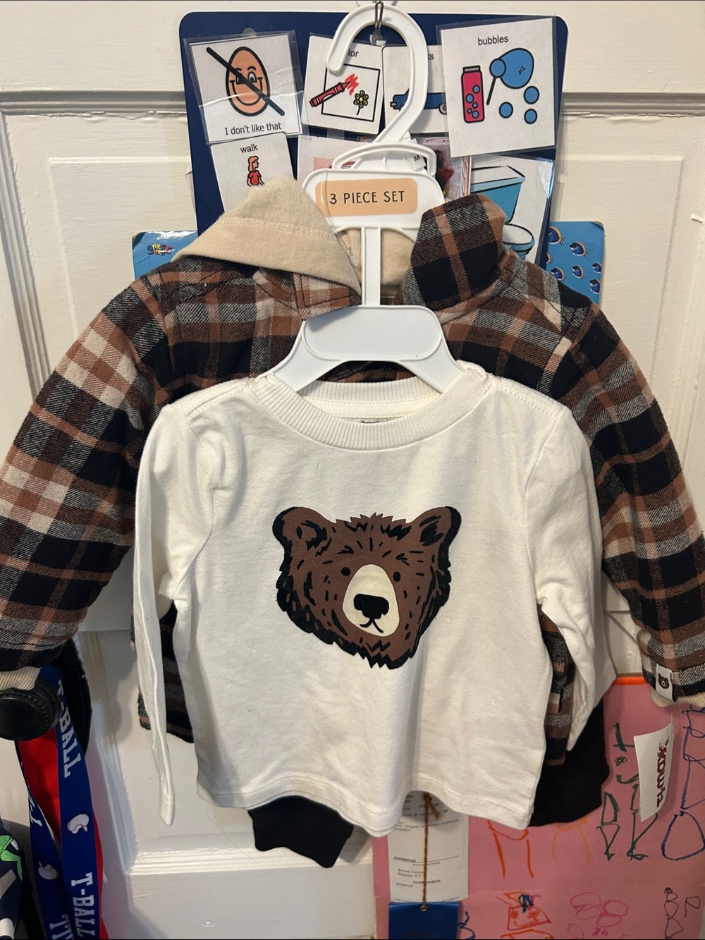 Cream Bear Graphic Long-Sleeve Tee for Kids